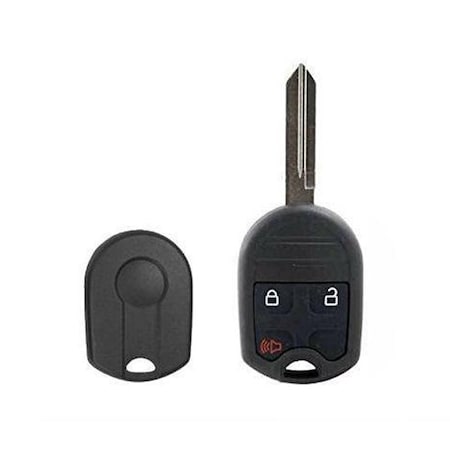Keyless Factory Replacement 4-Button Remote Head Key Shell with Remote Start for Ford 2011-2019, Standard Blade, H75 Keyway RHS-FD-057